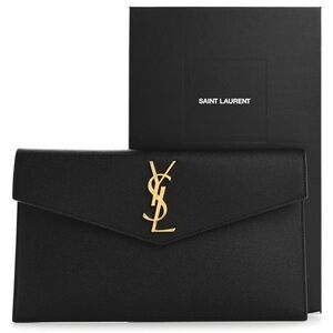 Saint Laurent - YSL Pouch in Grained Leather & Gold YSL logo
